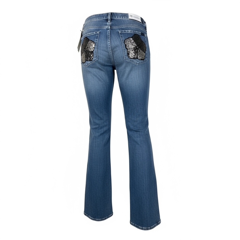 7 For All Mankind Women Bootcut Jeans Size 29x 31 Maribel Blue Bead Applique NWT